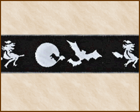 Magyckal, Jacquard Ribbon Fabric Trim, 7/8 inch, Black - White,